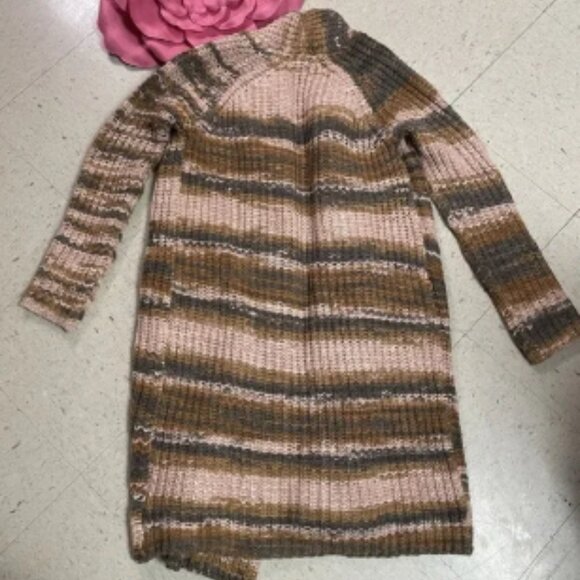 NWT SKULL CASHMERE Sz Small Chunky Striped Multicolor Knit Long Cardigan Acrylic - Picture 4 of 6